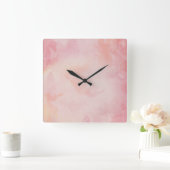 Horloge Carrée Aquarelle rose (Maison)