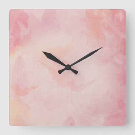 Horloge Carrée Aquarelle rose (Recto)