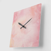 Horloge Carrée Aquarelle rose (Angle)