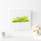 Horloge Carrée Aquarelle verte bande abstraite (Maison)