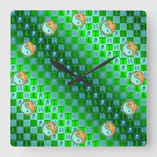 Horloge Carrée Aquarius & Fire Goat (Recto)