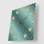 Horloge Carrée Aquarius & Fire Rabbit (Angle)