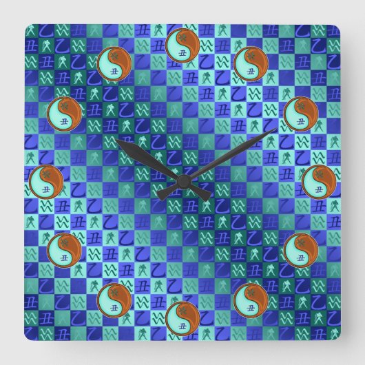 Horloge Carrée Aquarius & Wood Ox (Recto)