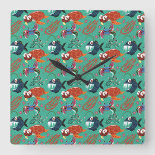 Horloge Carrée Aquatic animals ocean underwater life