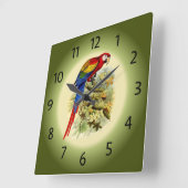 Horloge Carrée Arara macao - Ara macao - Scarlet Macaw - ~ (Angle)