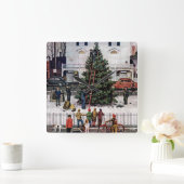 Horloge Carrée Arbre dans le Carré de ville (Maison)