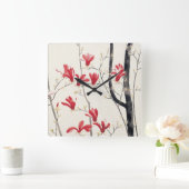 Horloge Carrée Arbre de Magnolia par Kobayashi Kokei, Nature Vint (Maison)