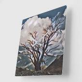 HORLOGE CARRÉE ARBRE DE MONTAGNE (Angle)