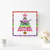 Horloge Carrée Arbre de Noël multicolore (Maison)