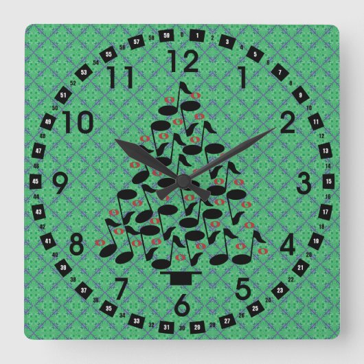 Horloge Carrée Arbre de Noël musical (Recto)