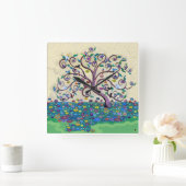 Horloge Carrée Arbre de vie (Maison)