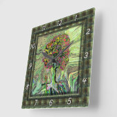Horloge Carrée Arbre de vie paisible (Angle)