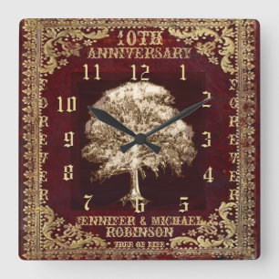 Horloge Carrée Arbre de vie Vintage