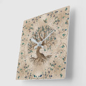 Horloge Carrée Arbre de vie - Yggdrasil (Angle)