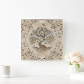 Horloge Carrée Arbre de vie - Yggdrasil (Maison)