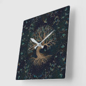 Horloge Carrée Arbre de vie - Yggdrasil (Angle)