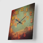 Horloge Carrée Arbre doré (Angle)