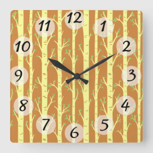 Horloge Carrée Arbres