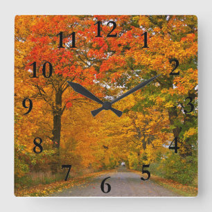 Horloge Carrée Arbres colorés d'automne
