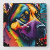 Horloge Carrée Arc en arc-en-ciel (Recto)