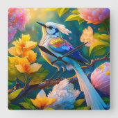 Horloge Carrée Arc en arc-en-ciel Jay Imaginaire Bird (Recto)