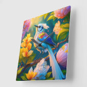 Horloge Carrée Arc en arc-en-ciel Jay Imaginaire Bird (Angle)