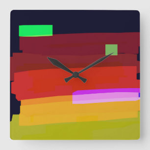 Horloge Carrée Arc-en-ciel Abstrait