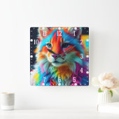 Horloge Carrée Arc-en-ciel Cat-68587 (Maison)