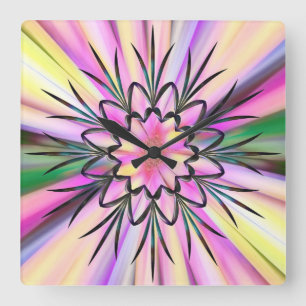 Horloge Carrée Arc-en-ciel et fer travaillé