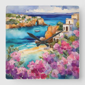 Horloge Carrée "Arches Au Bord De La Mer" (Recto)