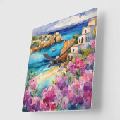 Horloge Carrée "Arches Au Bord De La Mer" (Angle)