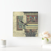 Horloge Carrée Architecture vintage, Colonne avec moulage Cornice (Maison)