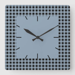 Horloge Carrée Ardoise En vichy et noire