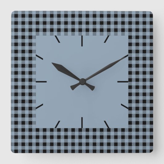 Horloge Carrée Ardoise En vichy et noire (Recto)