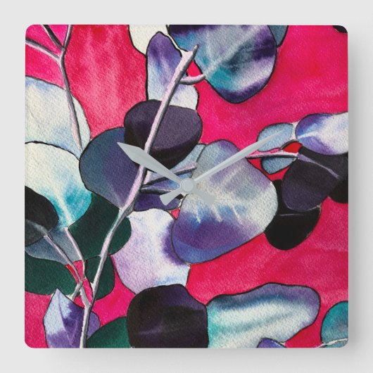 Horloge Carrée Ardoise feuille gomme (Recto)