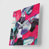 Horloge Carrée Ardoise feuille gomme (Angle)