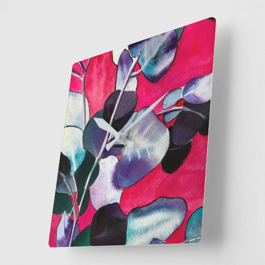 Horloge Carrée Ardoise feuille gomme (Angle)