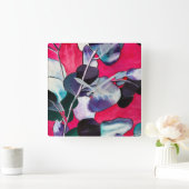 Horloge Carrée Ardoise feuille gomme (Maison)