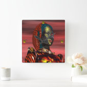 Horloge Carrée ARES CYBORG PORTRAIT Red Science Fiction Sci-Fi (Maison)