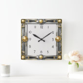 Horloge Carrée Argent Art déco (Maison)