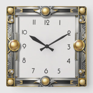 Horloge Carrée Argent Art déco