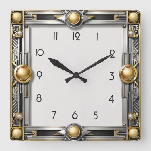 Horloge Carrée Argent Art déco (Recto)