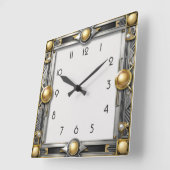 Horloge Carrée Argent Art déco (Angle)
