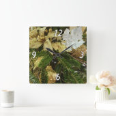 Horloge Carrée Argent et or Noël Arbre II (Maison)