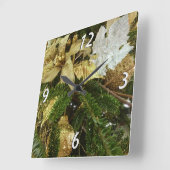 Horloge Carrée Argent et or Noël Arbre II (Angle)