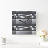 Horloge Carrée Argent, gris Abstrait (Maison)