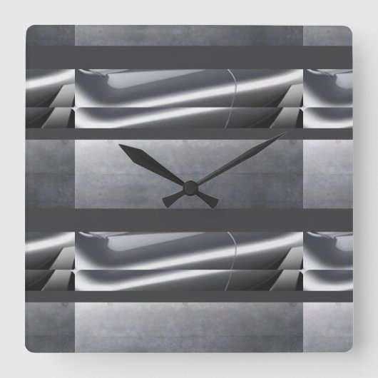 Horloge Carrée Argent, gris Abstrait (Recto)
