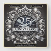 Horloge Carrée Argent Intemporel : 25e Anniversaire (Recto)