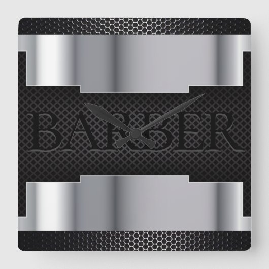 Horloge Carrée Argent noir barbier (Recto)