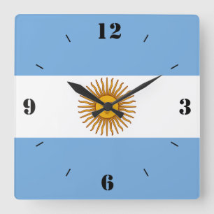Horloge Carrée Argentine Nationale Drapeau Patriotique